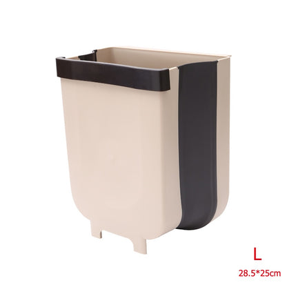 LMETJMA 9L Folding Waste Bin Kitchen Hanging Trash Can Cabinet Door Hanging Trash Garbage Bin For Bedroom Bathroom KC0309 - StorageandmoreStorage