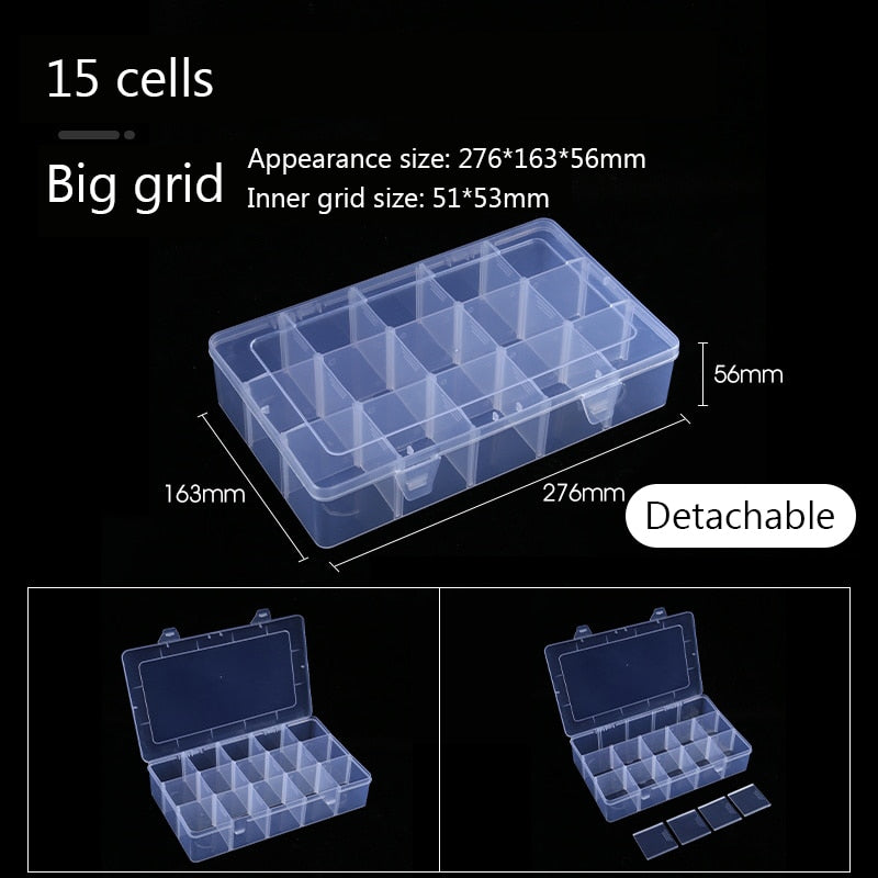 Transparent Plastic Jewelry Storage Box Tool Sorting Box Earring Bead Screw Toy Case Adjustable Parts Organizer Container 2021 - StorageandmoreStorage