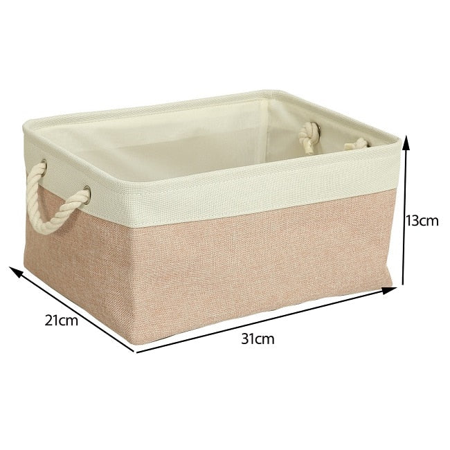 Cotton Linen Folding Storage Baskets Kids Toys Organizer Clothes and Sundries Storage Box Cabinet Storage Bag Laundry Basket - StorageandmoreStorage