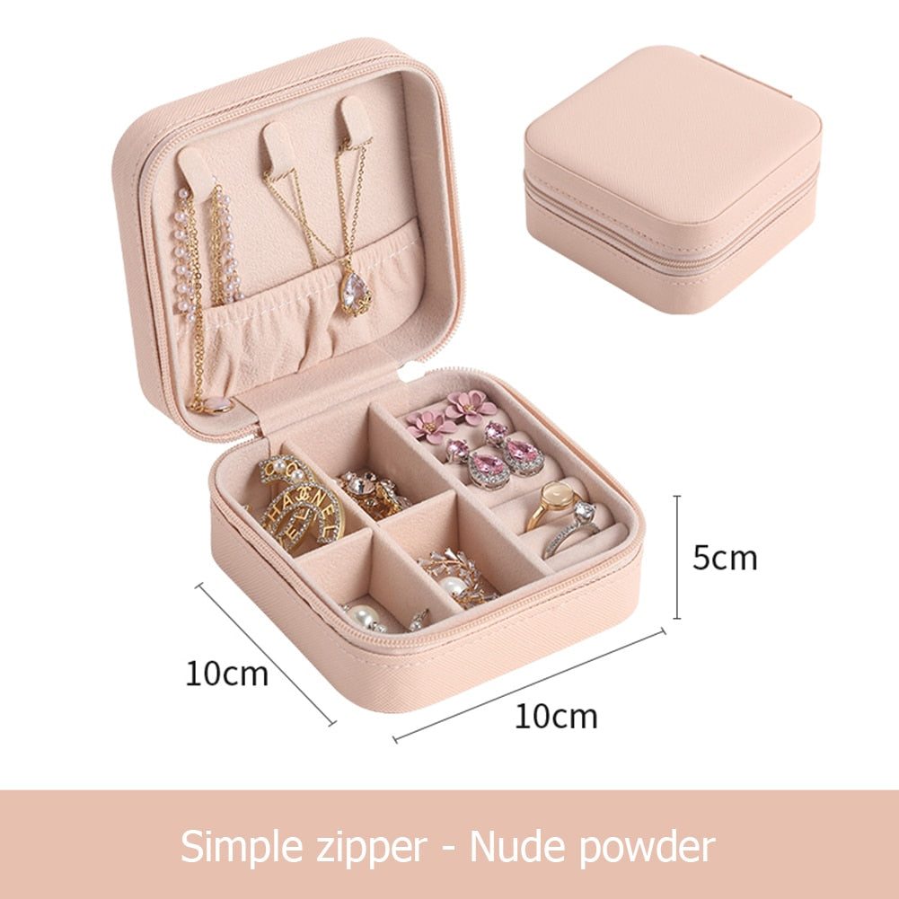 2021 Jewelry Organizer Display Travel Jewelry Case Boxes Travel Portable Jewelry Box Leather Storage Organizer Earring Holder - StorageandmoreStorage