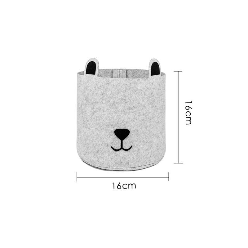 Felt Fabric Laundry Basket Toy Storage Baskets Bin For Kids Dog Toys Clothes Organizer Cute Animal Laundry bucket - StorageandmoreStorage