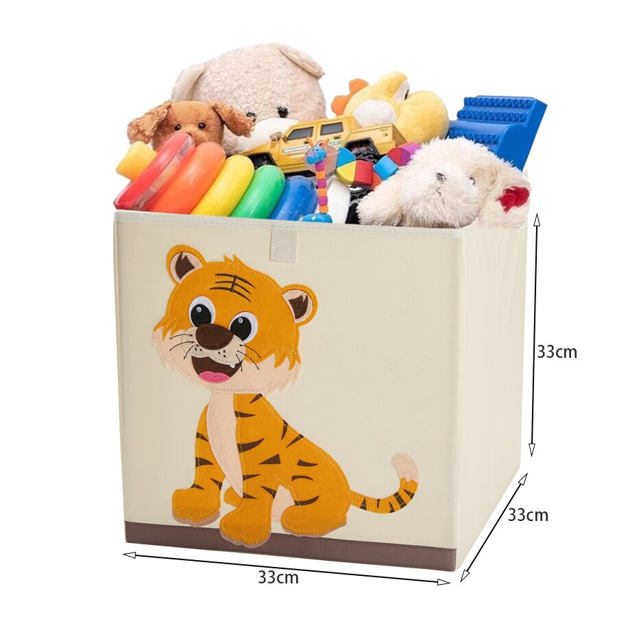 13 inch Foldable Embroidery Animal Cube Storage Box Oxford Fabric Kids Toys Organizers Bins Chest Organizer for Kids Nursery - StorageandmoreStorage