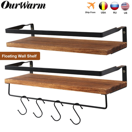 Wall Shelf Wood Floating Shelf Wall Decoration Multifunction Storage Holder Wall Shelf Rack Decorative For Kitchen/ Bedroom - StorageandmoreStorage