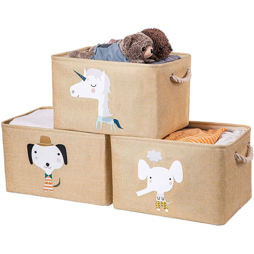 New Cube Large Folding Storage Box Cute Animal Laundry Hamper Blanket Clothes Toy Storage Baskets Bin For Kids Toys Organizers - StorageandmoreStorage