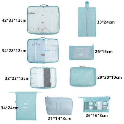 High Quality 9-piece Suitcase Organize Storage Bag Portable Cosmetic Bag Clothes Underwear Shoes Packing Set Travel accessories - StorageandmoreStorage