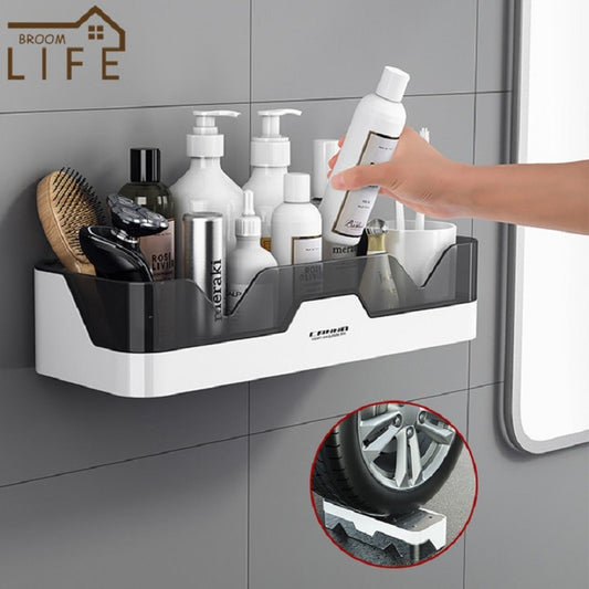 Bathroom Shelf WC Shampoo Holder Shower Shelves Wall Mount Kitchen Storage Basket Cosmetic Rack Home Organizer Bath Accessories - StorageandmoreStorage