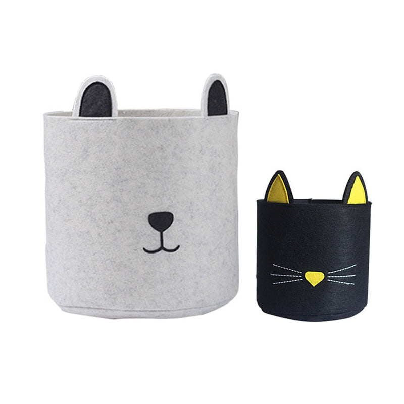 Felt Fabric Laundry Basket Toy Storage Baskets Bin For Kids Dog Toys Clothes Organizer Cute Animal Laundry bucket - StorageandmoreStorage