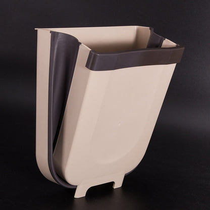 9L Folding Trash Can Kitchen Garbage Bin Foldable Car Waste Bin Wall Mounted Trashcan For Bathroom Toilet Waste Cleaning Tools - StorageandmoreStorage