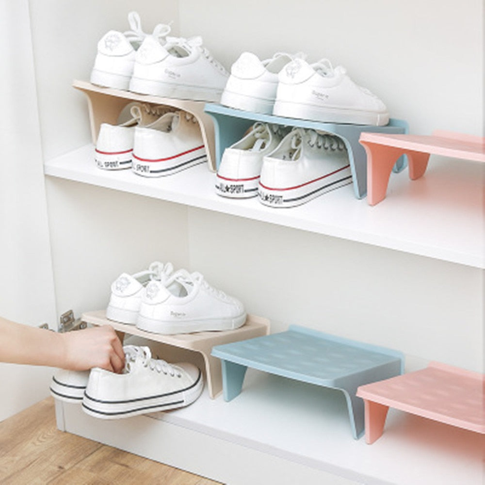 Shoe Rack Household Storage Shoes Save Space Shelf Double Shoe Support Plastic Integrated Simple Space Economy Shoe Storage Rack - StorageandmoreStorage