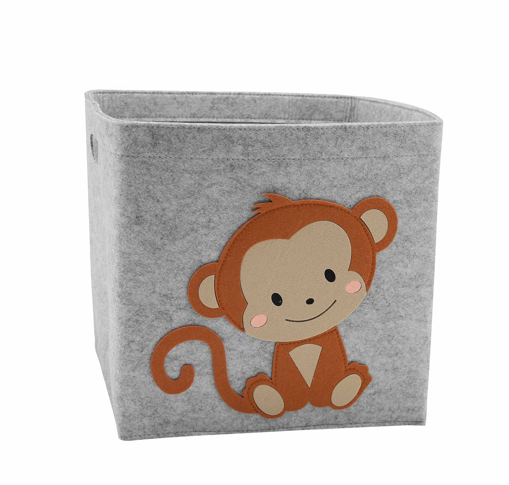 Creative Cartoon Animal Storage Box Felt Fabric Cube Nursery Shelf Home Closet Folding Storage Basket For Kids Toys Organizer - StorageandmoreStorage