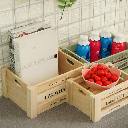 Wooden Organizer Retro Fruit Storage Box S M L Creative Home Decoration Garden Pot - StorageandmoreStorage