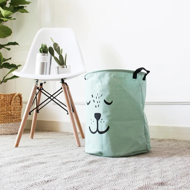 Handheld Large Laundry Basket Hamper Bag Cartoon Lovely Clothes Storage Barrel Clothes Kid Toy Sundries Organizer Storage Basket - StorageandmoreStorage