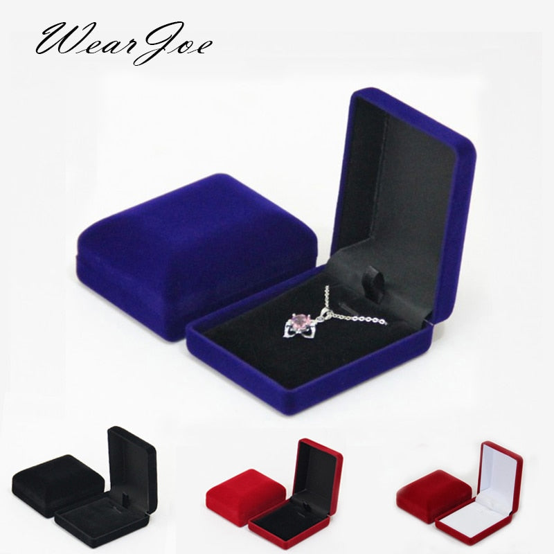 Wholesale Pendant Necklace Chain Storage Package Gift Box Soft Black Blue/Red/Velvet Casket Long Earrings Jewelry Organizer Box - StorageandmoreStorage