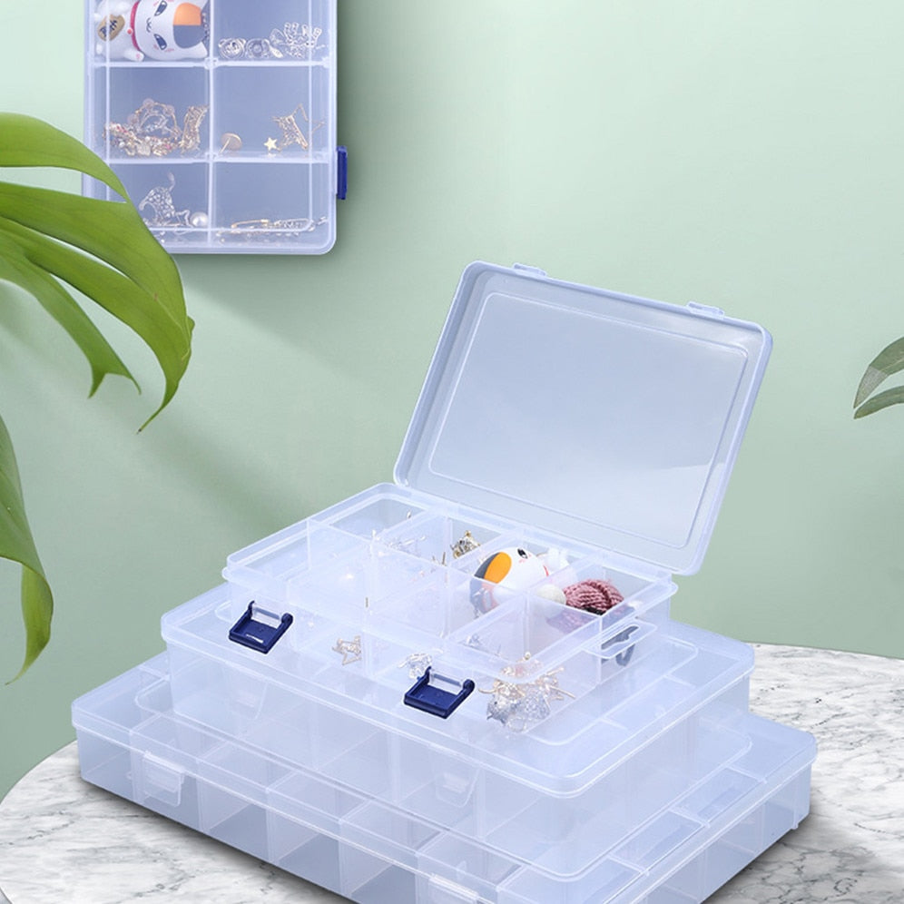 Transparent Plastic Jewelry Storage Box Tool Sorting Box Earring Bead Screw Toy Case Adjustable Parts Organizer Container 2021 - StorageandmoreStorage