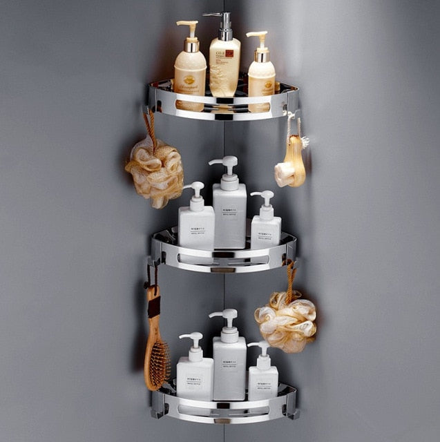 Bathroom Shelves Shower Shampoo Holder Toilet Storage Rack Hanger Corner Organizer Wall Mounted Shower Shelving Accessories - StorageandmoreStorage