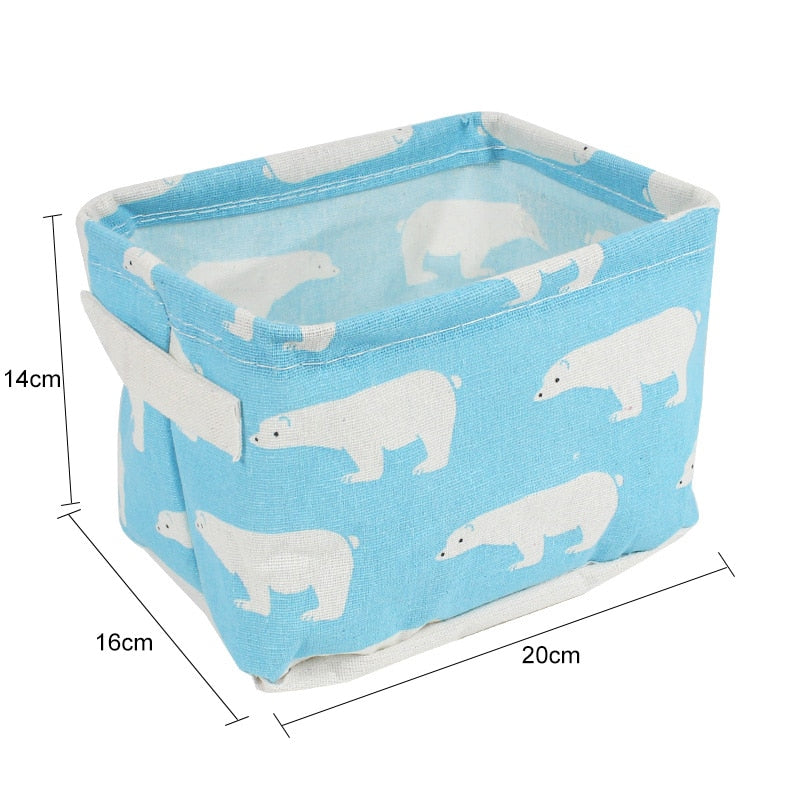 Linen Desktop Storage Box Waterproof Toy Sundries Storage Basket Cosmetic Underware Storage Organizer Office Stationery - StorageandmoreStorage