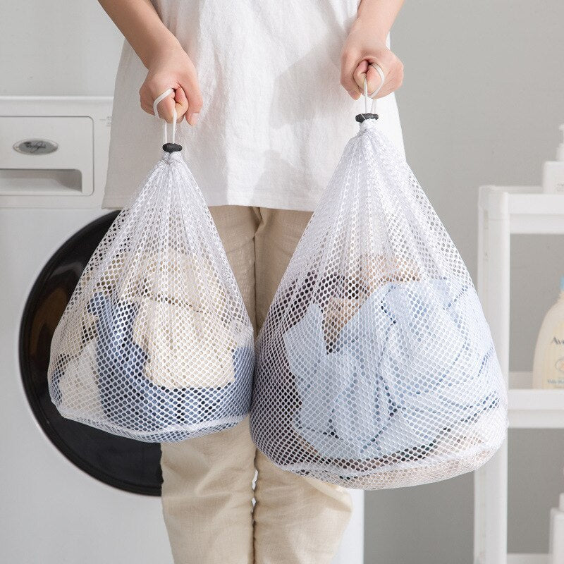 Nylon Mesh Washing Bags Underwear Bra Laundry Bag Basket Household Clean Organizer Drawstring Beam Port Household Cleaning - StorageandmoreStorage