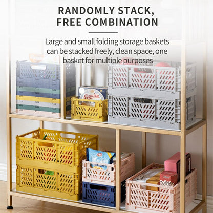 DFU Folding Collapsible Storage Crate Box Stackable Home Kitchen Warehouse Baskets Desktop Cosmetic Sundries Fruit Toys Food Bin - StorageandmoreStorage