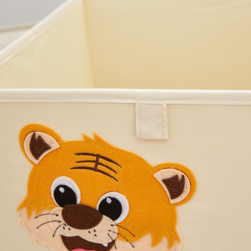 13 inch Foldable Embroidery Animal Cube Storage Box Oxford Fabric Kids Toys Organizers Bins Chest Organizer for Kids Nursery - StorageandmoreStorage