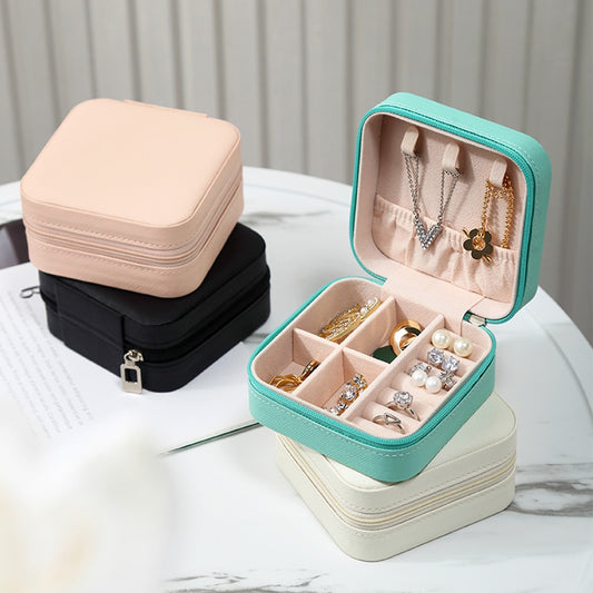 2021 Jewelry Organizer Display Travel Jewelry Case Boxes Travel Portable Jewelry Box Leather Storage Organizer Earring Holder - StorageandmoreStorage