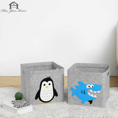 Creative Cartoon Animal Storage Box Felt Fabric Cube Nursery Shelf Home Closet Folding Storage Basket For Kids Toys Organizer - StorageandmoreStorage