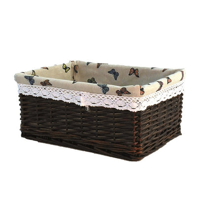 4 Sizes Handmade Rattan Storage Baskets Household Items Snacks Fruit Debris Laundry Finishing Willow Storage Basket - StorageandmoreStorage