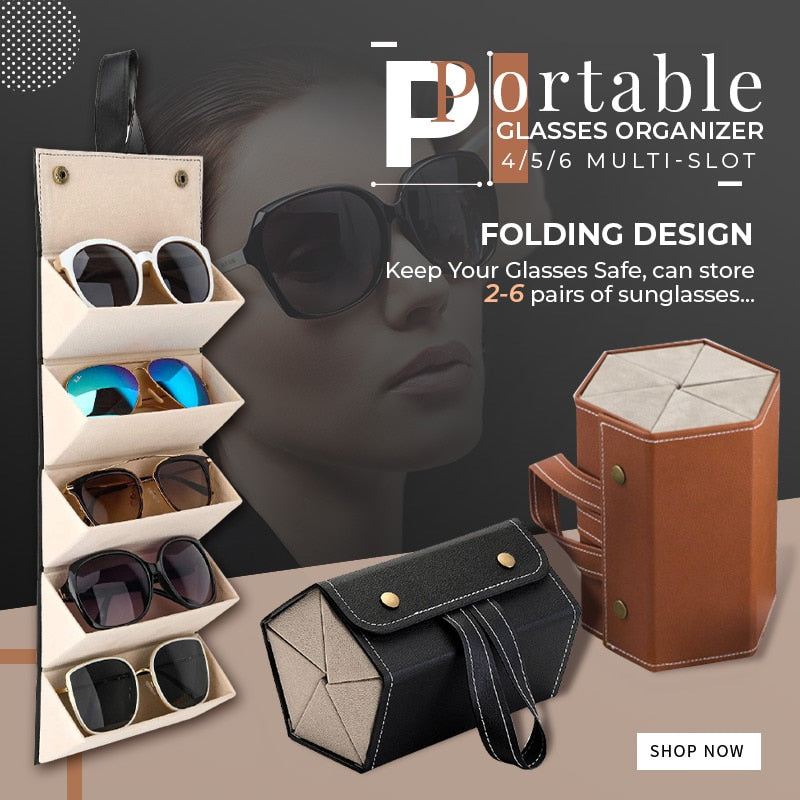 Sunglasses Organizer Box Multi-slot Eyeglasses Storage Folding Portable Glasses Travel PU Leather Case Home Storage Dropshipping - StorageandmoreStorage