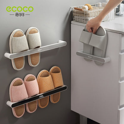 ECOCO Wall-mounted Bathroom Slipper Organizer Storage Rack Does Not Take Up Space Slippers Rack for Bathroom Accessories - StorageandmoreStorage