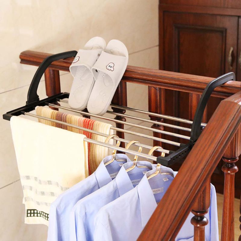 Folding Shoes Towel Radiator Towel Clothes Folding Pole Airer Dryer Drying Rack 5 Rail Bar Holder Home Decoration Accessories - StorageandmoreStorage