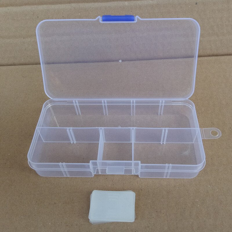 10 Grids Adjustable Transparent Plastic Storage Box for Small Component Jewelry Tool Box Bead Pills Organizer Nail Art Tip Case - StorageandmoreStorage