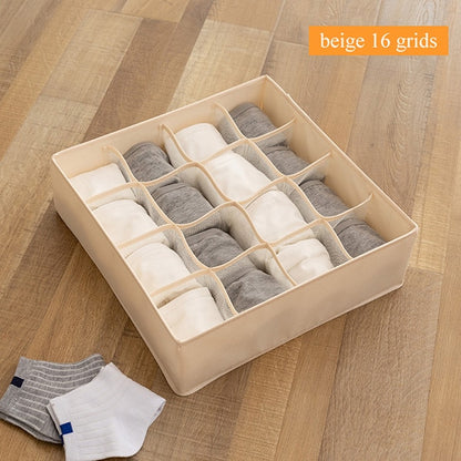 Dormitory closet organizer for socks home separated underwear storage box 7 grids bra organizer foldable drawer organizer - StorageandmoreStorage