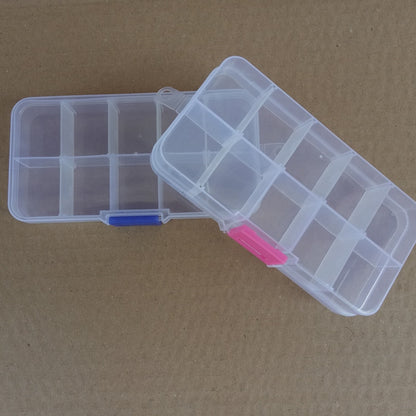 10 Grids Adjustable Transparent Plastic Storage Box for Small Component Jewelry Tool Box Bead Pills Organizer Nail Art Tip Case - StorageandmoreStorage