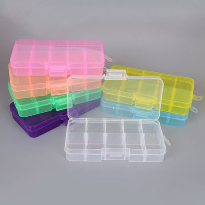 10 Slots Plastic Storage Jewelry Box Compartment Adjustable Container for Beads Earring Box for Jewelry Rectangle Box Case - StorageandmoreStorage