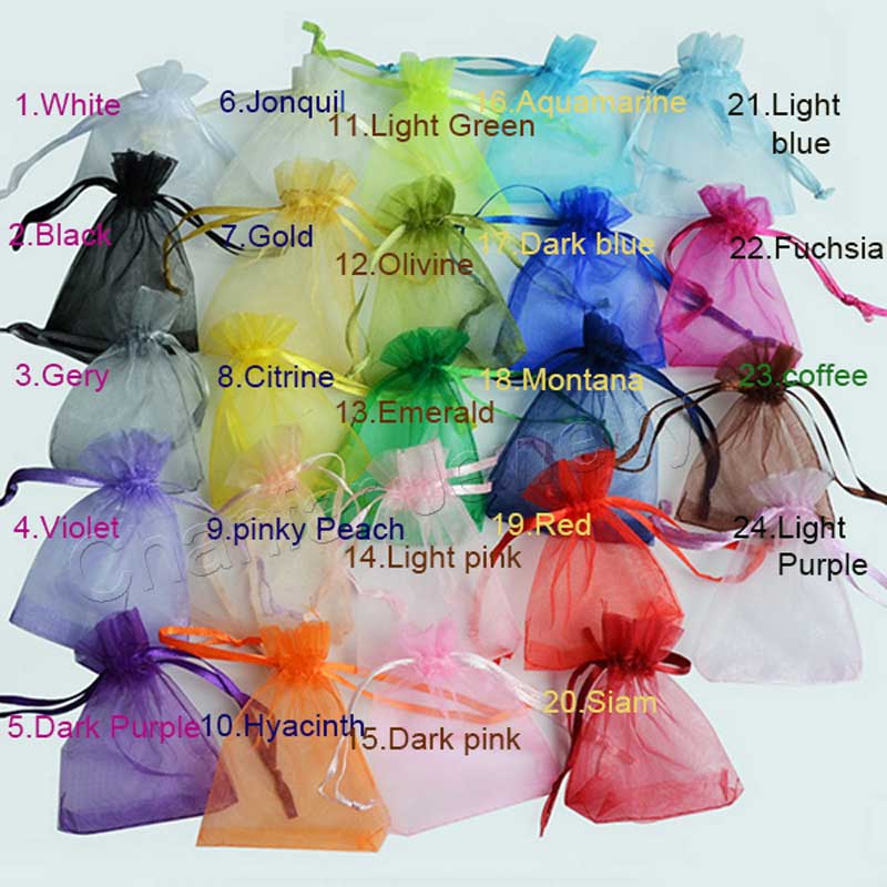 100pcs 24 Colors Jewelry Packaging Bag 5*7 7*9 9*12 10*15cm Organza Bags Gift Storage Wedding Drawstring Pouches Wholesales - StorageandmoreStorage