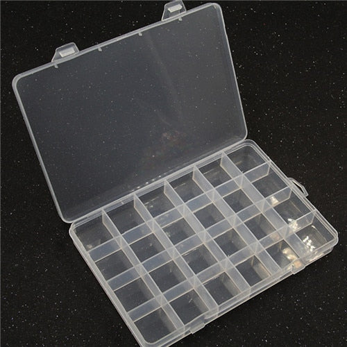 Yidensy 1pcs Square Transparent Plastic Storage Box Case 10/24 Slot Adjustable for Pills Jewelry Beads Earring Case Organizer - StorageandmoreStorage