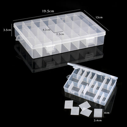 Transparent Plastic Storage Jewelry Box Compartment Adjustable Container For Beads Earring Box For Jewelry Rectangle Box Case - StorageandmoreStorage