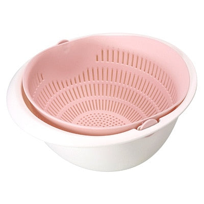 Kitchen Silicone Double Drain Basket Bowl Washing Storage Basket Strainers Bowls Drainer Vegetable Cleaning Colander Tool - StorageandmoreStorage