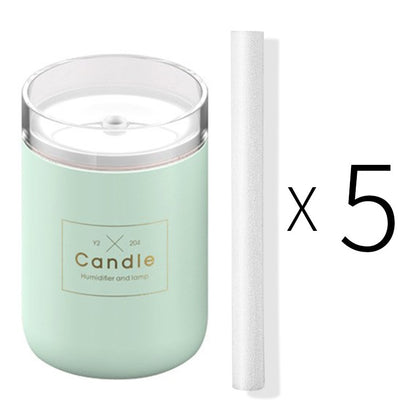 Candle Air Humidifier Portable Ultrasonic Silent Large Capacity USB Aroma Essential Oil Diffuser Home Car Office Purify Anion - StorageandmoreStorage