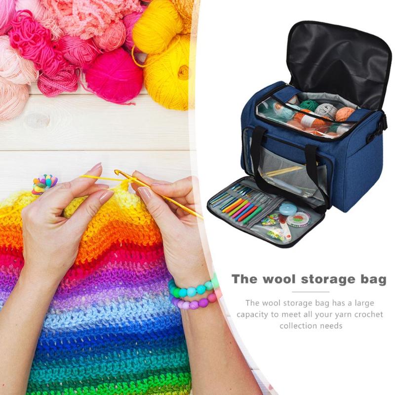 Knitting Needles Sewing Set DIY Storage Bag Crochet Hooks Thread Yarn Storage Bag DIY Organizer Holder Wool Crochet Hooks - StorageandmoreStorage