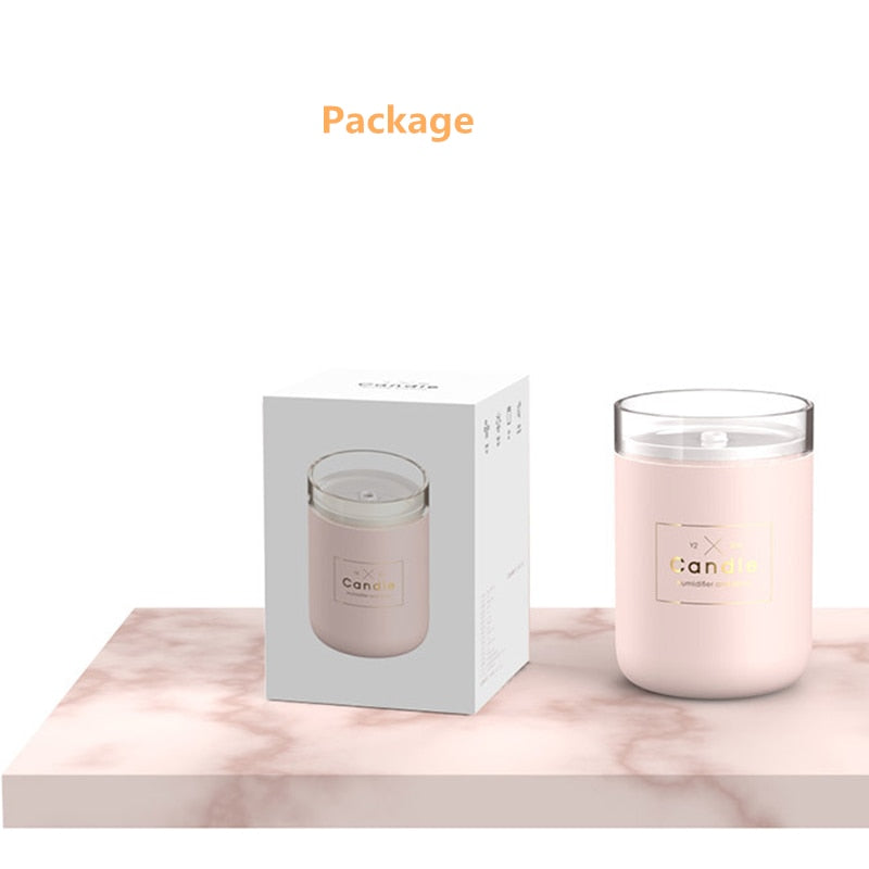 Candle Air Humidifier Portable Ultrasonic Silent Large Capacity USB Aroma Essential Oil Diffuser Home Car Office Purify Anion - StorageandmoreStorage