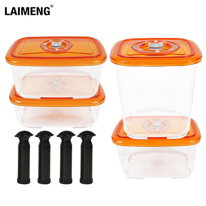 LAIMENG Vacuum Container Plastic Storage Container for Vacuum Food Sealer With Lid Damp Proof Airtight Kitchen Lunch Box S267 - StorageandmoreStorage