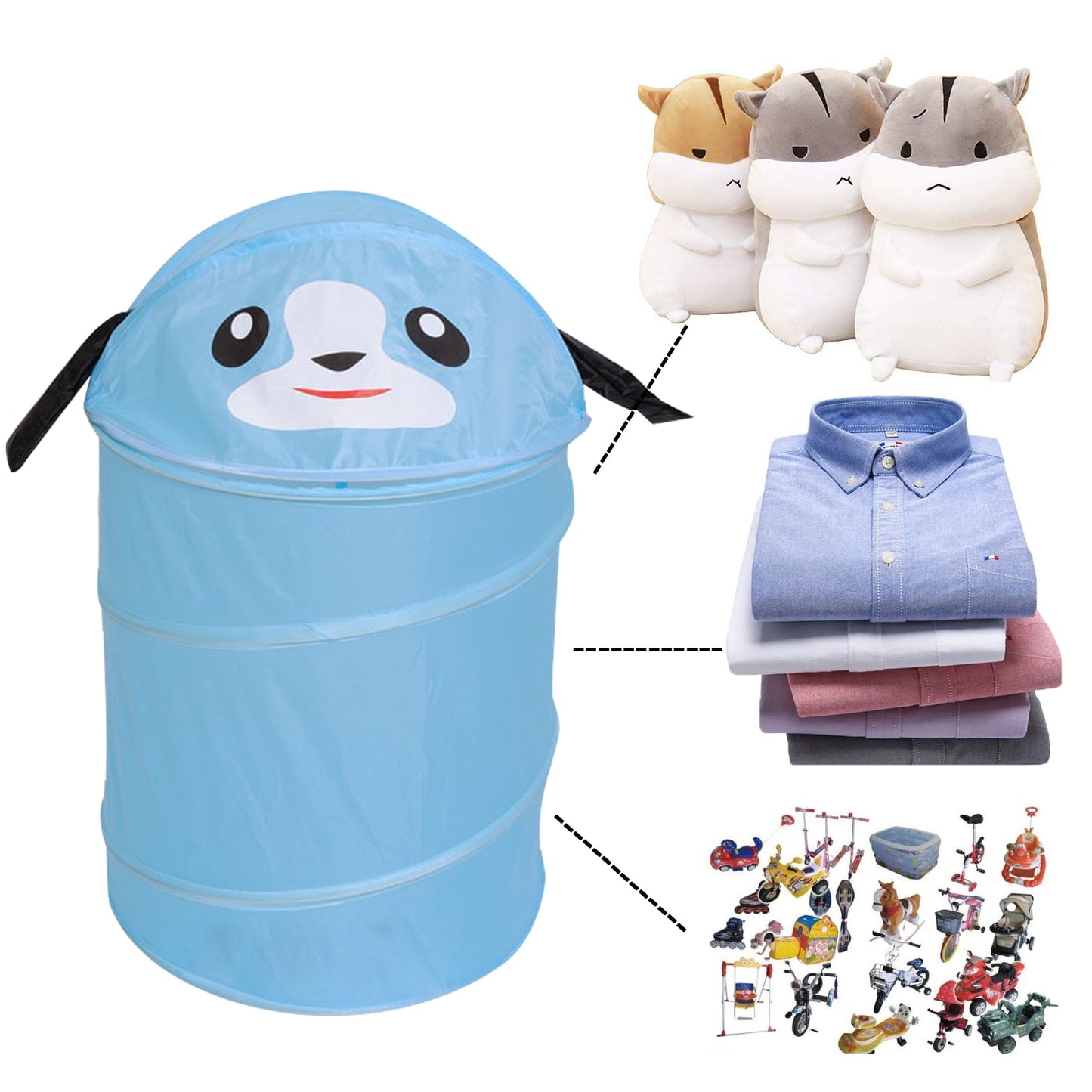 Foldable Breathable Cute Cartoon Animal Dirty Clothes Laundry Basket Hamper Organizer for Home College Camping Hotel 34x42cm - StorageandmoreStorage