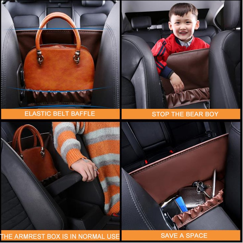 PU Leather Car Seat Back Intermediate Bag Auto Receiving And Hanging Bag Car Trunk Organize Bag Storage Organizer In The Car - StorageandmoreStorage