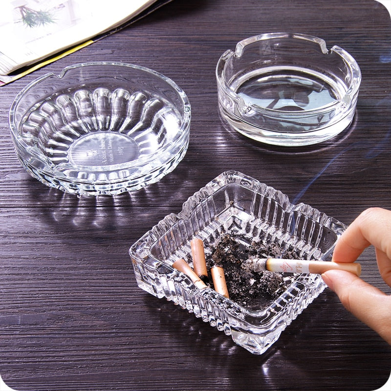 1pc European Crystal Glass Ashtray Creative Personality Large Living Room Office Cafe Hotel Rooms Ashtray - StorageandmoreStorage