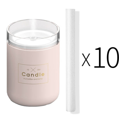 Candle Air Humidifier Portable Ultrasonic Silent Large Capacity USB Aroma Essential Oil Diffuser Home Car Office Purify Anion - StorageandmoreStorage