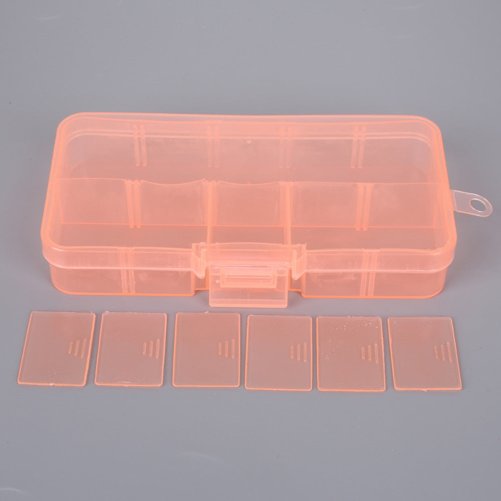 10 Slots Plastic Storage Jewelry Box Compartment Adjustable Container for Beads Earring Box for Jewelry Rectangle Box Case - StorageandmoreStorage