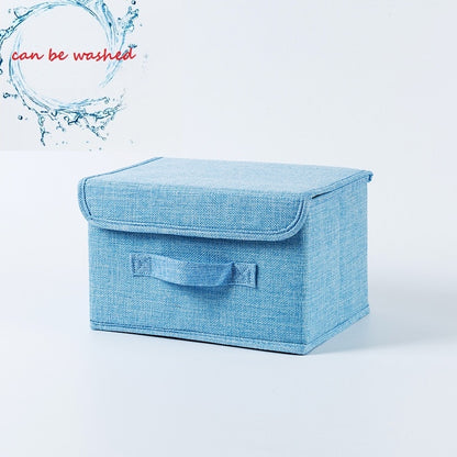 2021 New Washable Cotton Linen Fabric Folding CD Storage Box Foldable Bins Toys Organizer With Lid Storage Basket Laundry Basket - StorageandmoreStorage