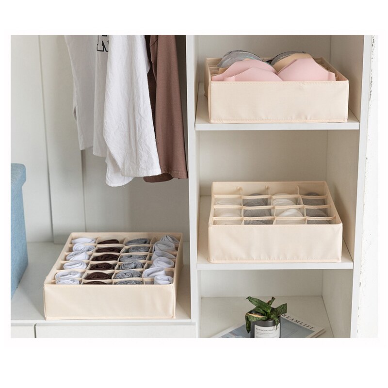 Dormitory closet organizer for socks home separated underwear storage box 7 grids bra organizer foldable drawer organizer - StorageandmoreStorage