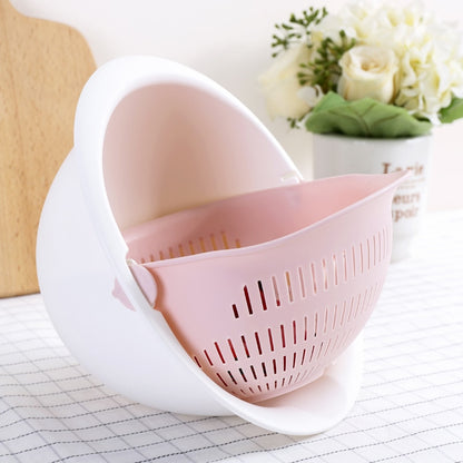 Kitchen Silicone Double Drain Basket Bowl Washing Storage Basket Strainers Bowls Drainer Vegetable Cleaning Colander Tool - StorageandmoreStorage