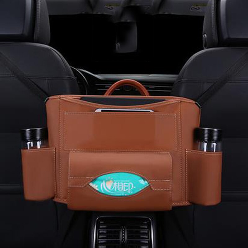 PU Leather Car Seat Back Intermediate Bag Auto Receiving And Hanging Bag Car Trunk Organize Bag Storage Organizer In The Car - StorageandmoreStorage